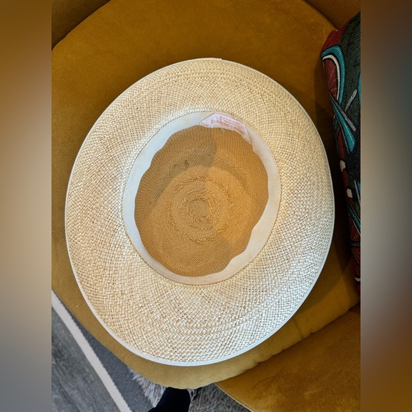 Brooks Brothers Straw Fedora Purple Ribbon Band